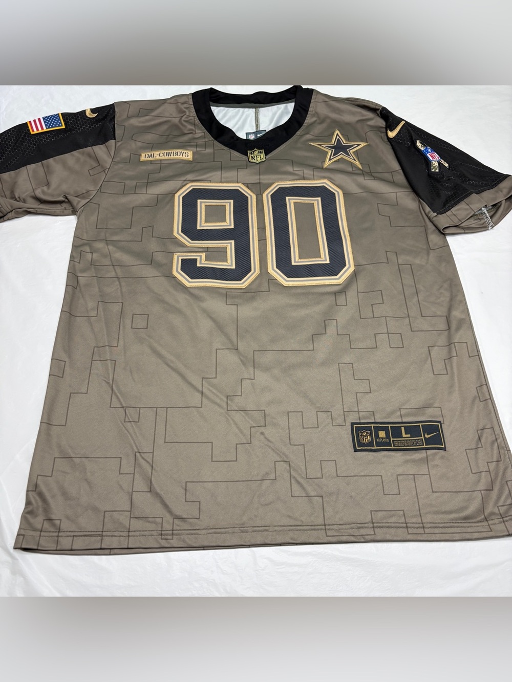 Nike Salute To Service Dallas Cowboys DeMarcus Lawrence #90 Olive Jersey Men’s L